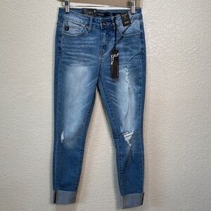 Lucky‎ & Blessed Size 8 Mid Rise Skinny Fit Ankle Cuffed Stretch Denim Jean NWT